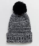 White and Black Knit Beanie